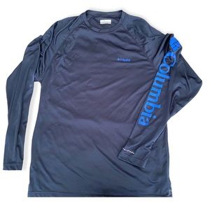 Men's Long Sleeved Columbia Omni Shade Shirt-Navy-Medium